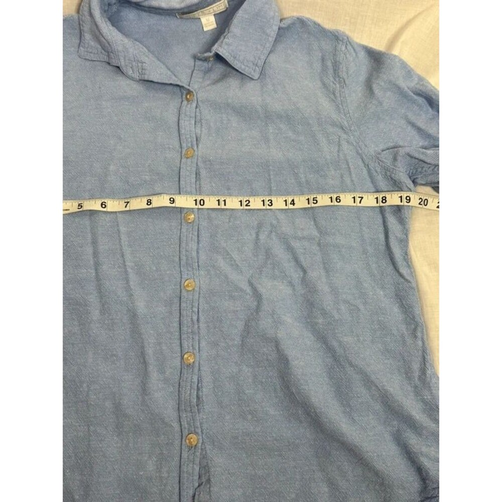 Medium linen light blue button-up shirt, Juniper + Lime - Picture 4 of 5